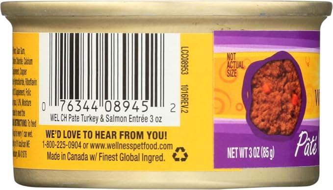 Wellness Canned Cat Formula Turkey and Salmon -- 3 Ounce (Pack of 3)