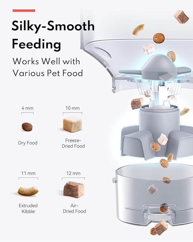 Homerunpet Smart Automatic Cat Feeder, No Jam Freeze Dried Safe, WiFi & Bluetooth App Control, 30-Day Freshness, 6L Timed Pet Feeder for Cats and Small Dogs (Pocelain Bowl)