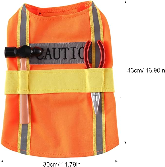 CRAFTHROU Engineer Appearance Dog Costume Wear-Resistant Adorable Puppy Clothes Orange M Size Pet Supply for Dogs Party and Holiday Dressing