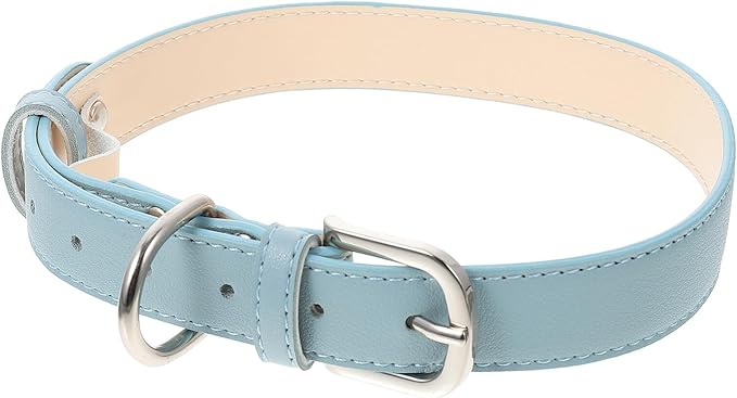 Kichvoe Pu Adjustable Dog Collar for Outdoor Use, Light Blue XL Pet Neck Ring, Soft Pu Material Puppy and Cat Collar, Dog Safety Supply for Sensitive Skin
