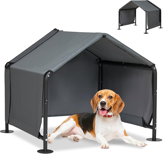 Dog Shades for Outside - Outdoor Dog Kennel for Small Dogs, 29.5”x25.6”x25.6” Outdoor Sun Rain Canopy Pet House, Waterproof Pet Canopy Shelter for Small Animals with Ground Nails