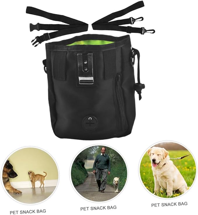 VALICLUD Dog Training Treat Pouch Portable Snack Holder Nylon Dog Food Storage Bag 13x6x18cm Black for Outdoor Use and Pet Supplies