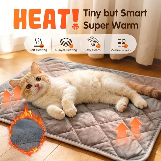 Self Heating Pad for Dog & Cat, 2026 New Self Warming Pet Bed Dog Heating Pad, Non-Slip & Washable, Non Electric Pet Warming Pad Sleeping Mat for Small Medium Large Dogs (Brown, XL: 45.3"x28.3")