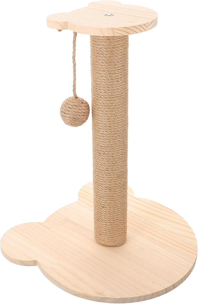 Homoyoyo Cat Scratching Post Natural Sisal Cat Scratcher Sturdy Wooden Indoor Kitten Scratcher for Daily Use