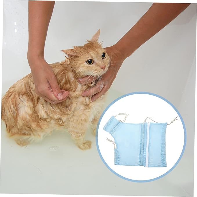 SUPVOX Cat Grooming Bath Bag Reusable Netting Bag Pet Wear-Resistant Polyester for Cats