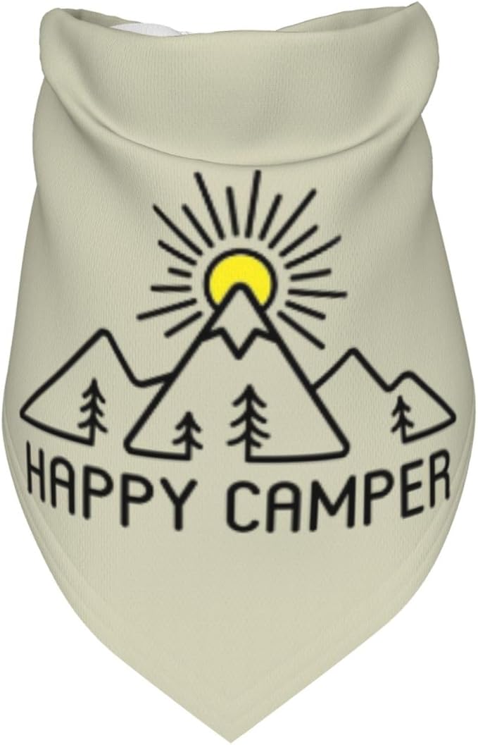 Happy Camper Summer Dog Bandana，Adorable Puppy Accessory for The avid Camper ，Pet Neckerchief for Pets Daily Wear Photo Prop Party Supplies,Funny Cute Dog Bandana (Light Green)