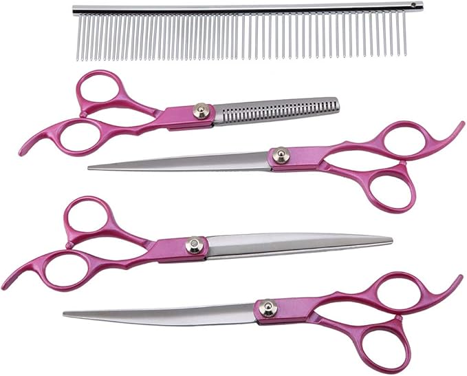 Zerodis 4PCS Handle Scissors, Multipurpose office Grooming Hairdressing Professional Pet Shears Set Comfort Grip Handles Household Scissor Sturdy Craft Supplies for Home