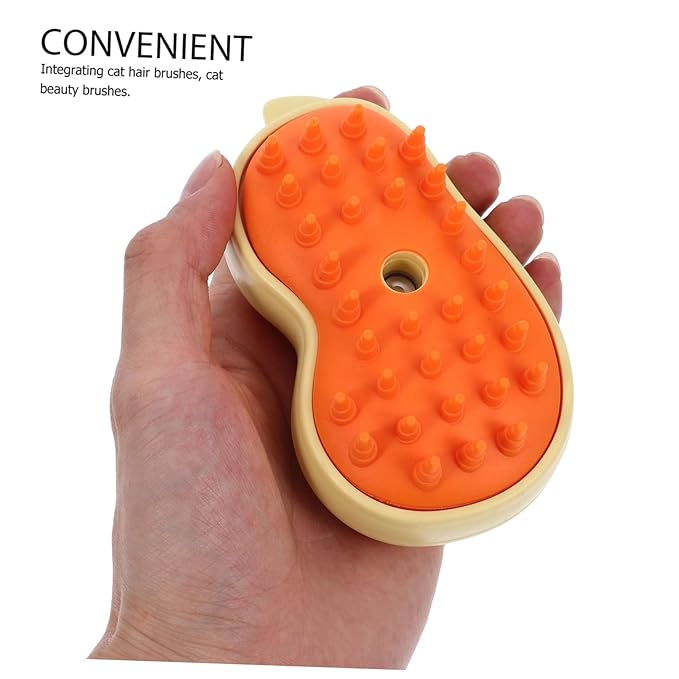 Milisten Rechargeable Cat Steam Brush 3-in-1 Cat Grooming Brush for Shedding Detangling Bathing with Ergonomic Handle and Quick Release Button