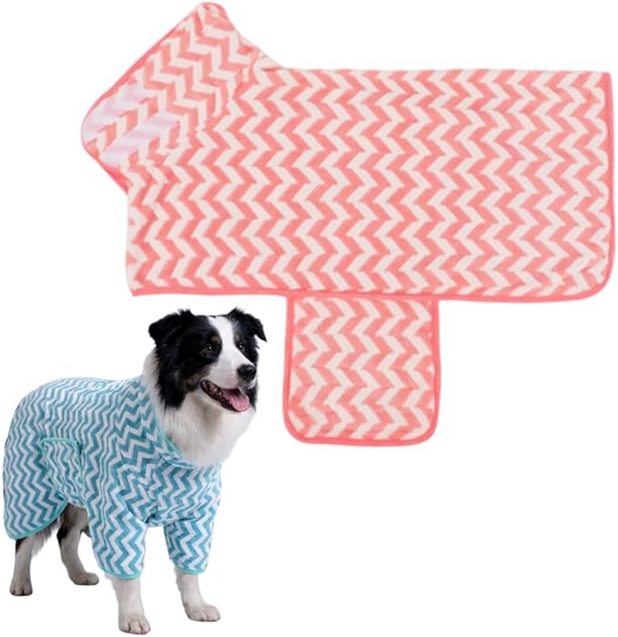 Dog Bathrobe, Super Absorbent Microfiber Drying Coat for After Bath, Warm Keeping Dogs Towel, Soft Pet Towel Robe for XS-XL Dogs, Dogs Bath Supplies (Pink, XS)