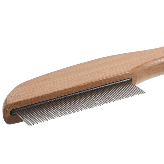 Dog & Cat Grooming Comb - Removes Tangles Knots Matted - Dematting Tool with Stainless Steel Teeth & Non-Slip Wood Handle Hair Brush for Home Pet Store