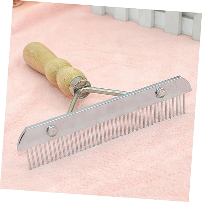 BESPORTBLE Wooden Handle Pet Comb Stainless Steel Brush for Dogs Cats Grooming Tool for Removing Mats Loose Hair Skin-friendly