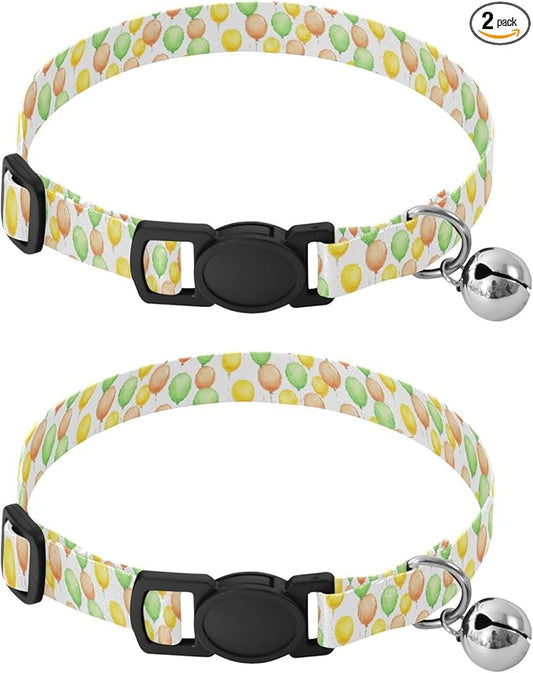 Dog Collar Balloons Green Pattern Dog Collars Cute Puppy Collar Adjustable Cat Pet Collar for Dogs Cats Pets Supplies 2 Pack