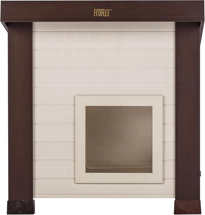 New Age Pet ECOFLEX Albany Outdoor Cat House, Weather‑Resistant, Dual Door Flaps, 21" W x 20" H
