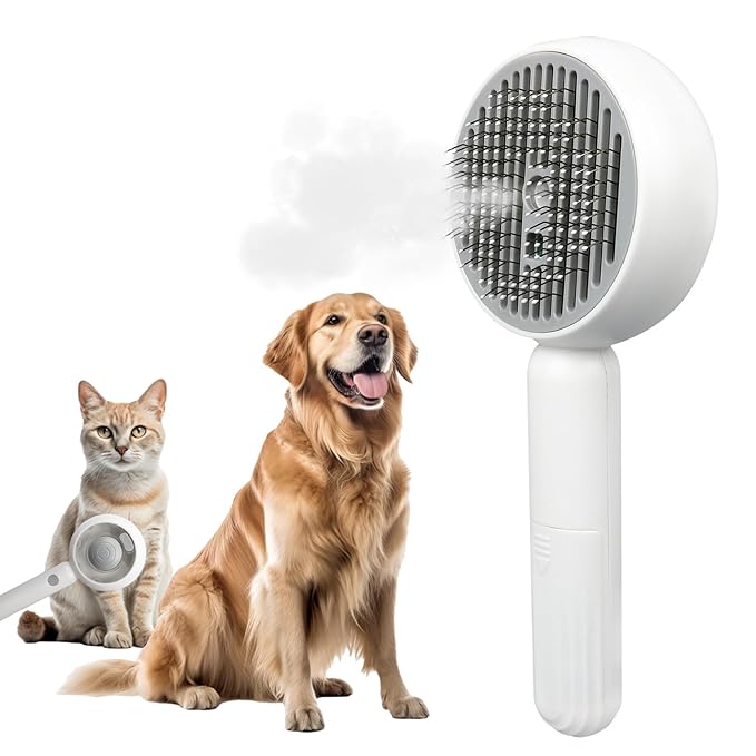 Pet Steam Brush, 3-in-1 Grooming Comb for Cats & Dogs Water Spray Shedding Brush for Long and Short Haired Pets Comb