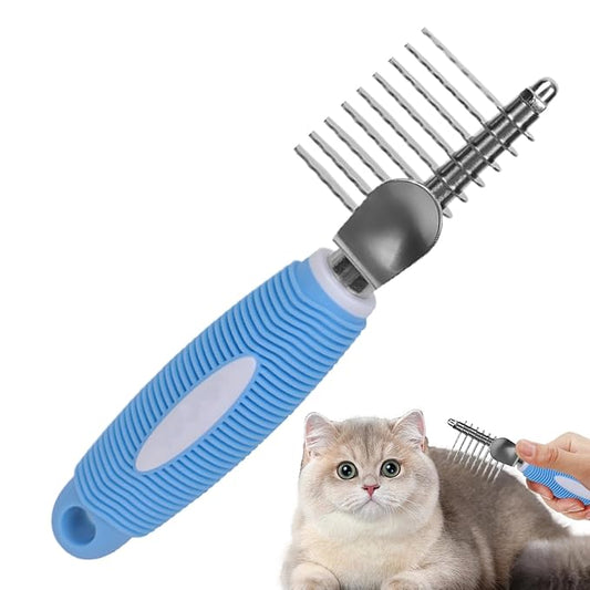 Dematting Comb for Cats - Ergonomic Gentle Metal - Cat Hair Brush Undercoat Detangling Comb - for Small Medium Long Short Puppy Kitten Home Indoor