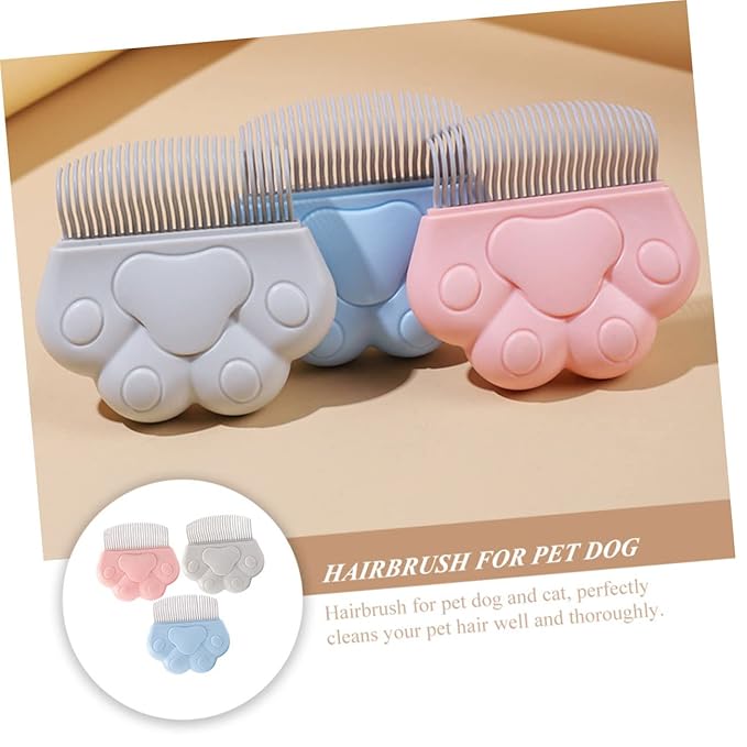 Hemoton Dog Cat Grooming Tools 3pcs Pet Grooming Brush Set Poodle Comb Brush Wear-resistant Compact Portable