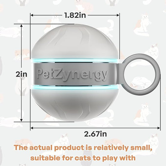Speedy 2.0 Tail Interactive Cat Toys for Bored Indoor Adult Cats with 3 Tails,Automatic Cat Toy Ball Self Moving Chirping,Smart Kitten Rechargeable Cat Balls for Enrichment Exercise Essentials (Grey)