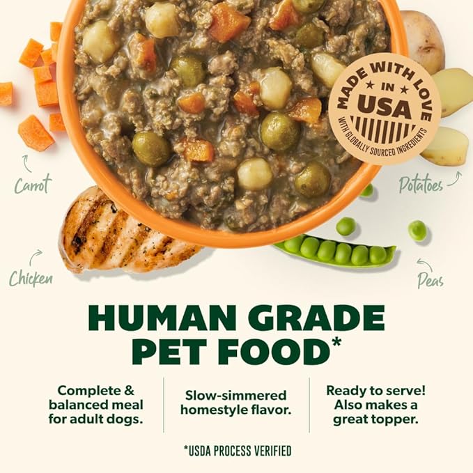 Your Pet's Kitchen Wet Dog Food, Slow Simmered Chicken Pot Pie - 9 oz Pouch, (Pack of 6), Human Grade Pet Food Made in The USA with Real Chicken