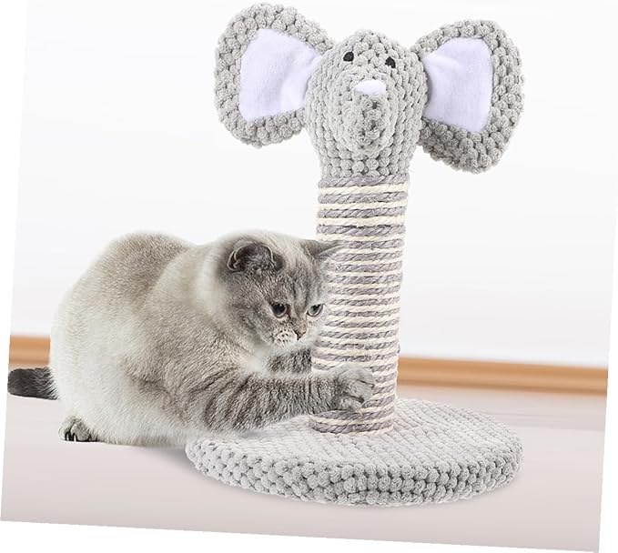 BESTonZON 2pcs Cat Scratching Post Set with Wear-Resistant Sisal Small Elephant and Zebra Design Comfortable Kitten Climber for Indoor Cats
