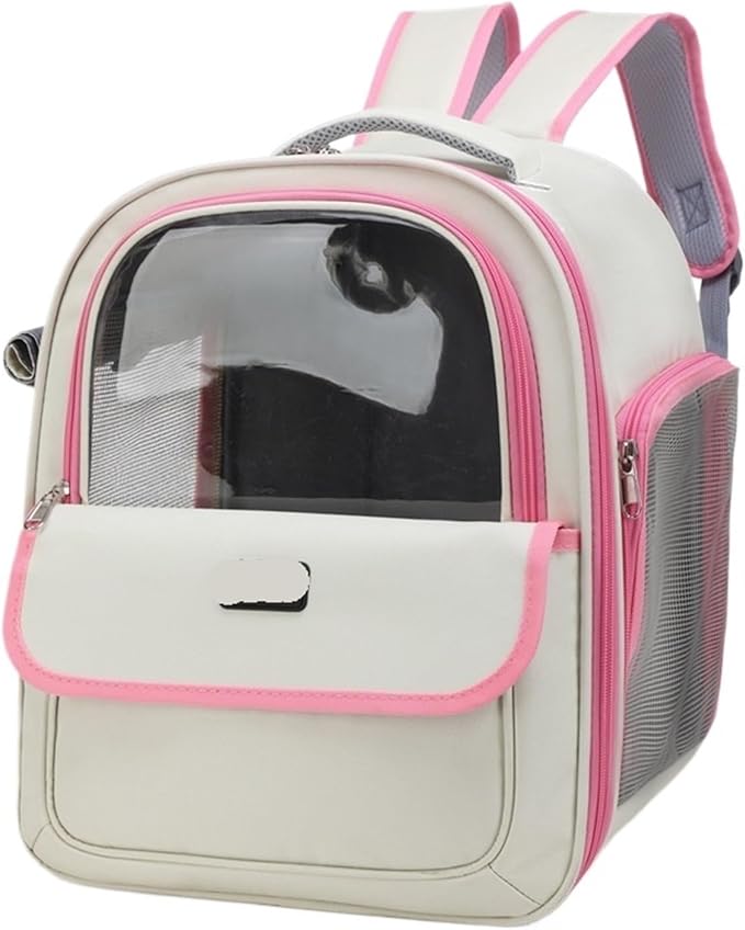 Compatible for Pet Backpack, Going Out Large Transparent Space Capsule Breathable Portable Bag Supplies(Pink)