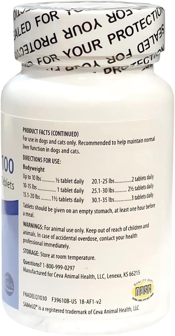 S-Adenosyl-100 [SAMe] For Small Dogs and Cats, 60 Tablets