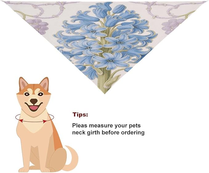 Dog Bandana Spring Pet Scarf Adjustable Triangle Lovely Flower Pattern Printing Dog Bib Washable Polyester Puppy Bandana for Small Medium Large Dogs Cat Birthday Party Supplies