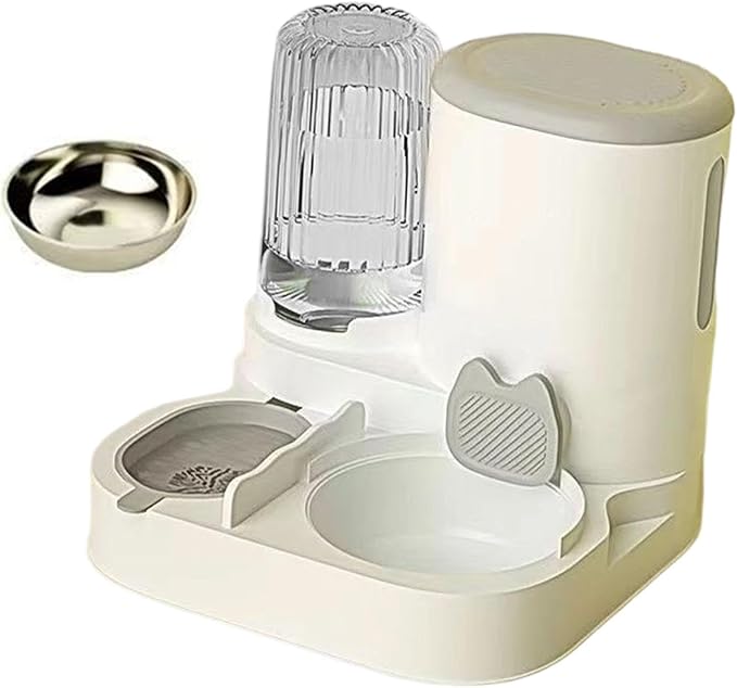 Automatic Dog Feeder and Water Dispenser Dog Bowl Household Portable Automatic Pet Feeder Food Feed for Small Dogs Kitten, Grey