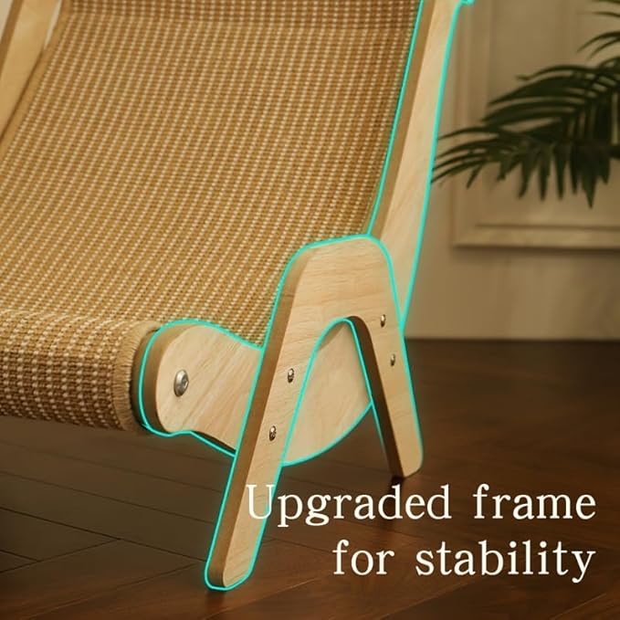 Cat Hammock and Scratcher 2-in-1, Wooden Frame with Jute Rope, Cream Color, 53x32x31cm, for Indoor Cats Under 6kg