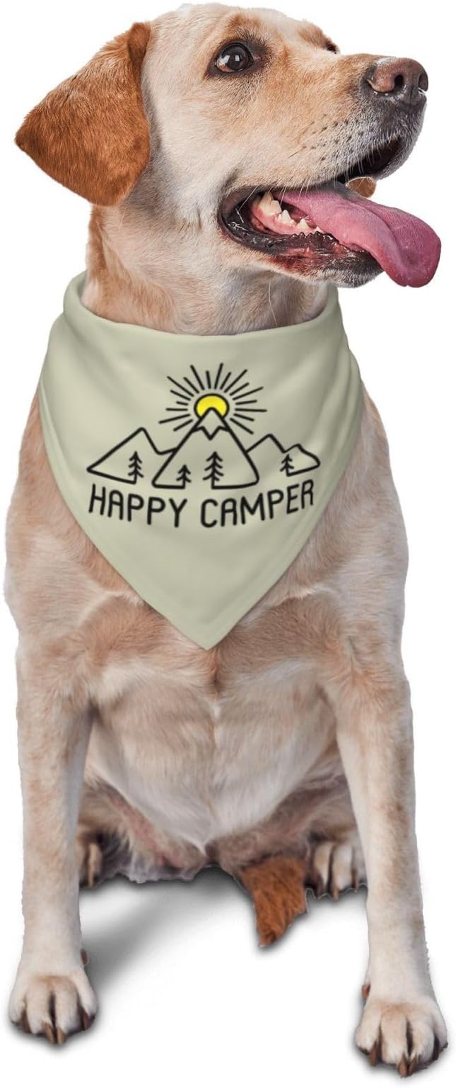 Happy Camper Summer Dog Bandana，Adorable Puppy Accessory for The avid Camper ，Pet Neckerchief for Pets Daily Wear Photo Prop Party Supplies,Funny Cute Dog Bandana (Light Green)