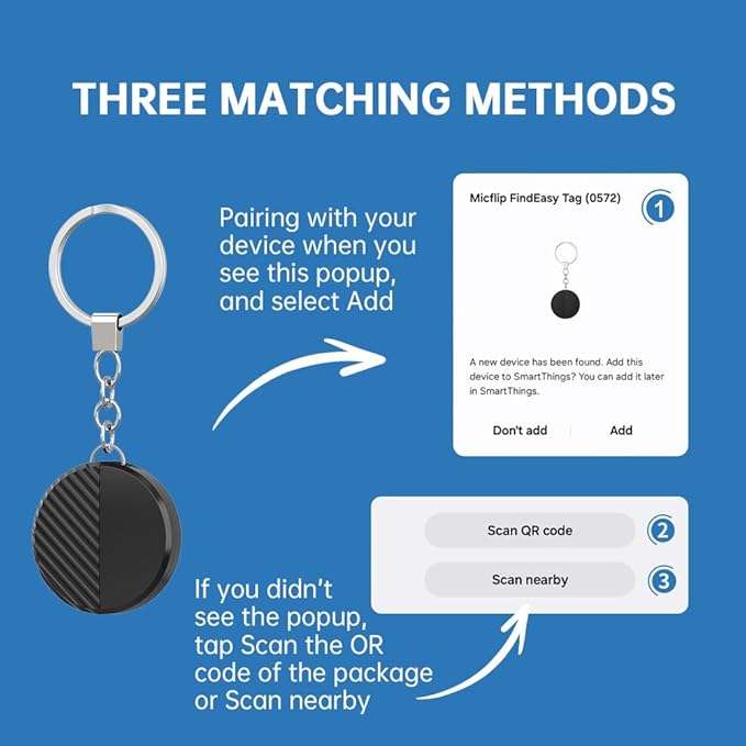 Bluetooth SmartTag Tracker Works with Samsung SmartThings, Smart Tag GPS Locator Tracking Device, Item Finder for Keys, Wallet, Luggage, Reverse Search Phones, 2 Pack, Black (Android 11 or Later)