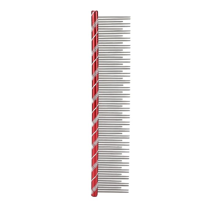 Dioche Stainless Steel Cat Comb for Gentle Grooming and Detangling – Pet Hair Removal Tool with Density Teeth for Breeds (Red)
