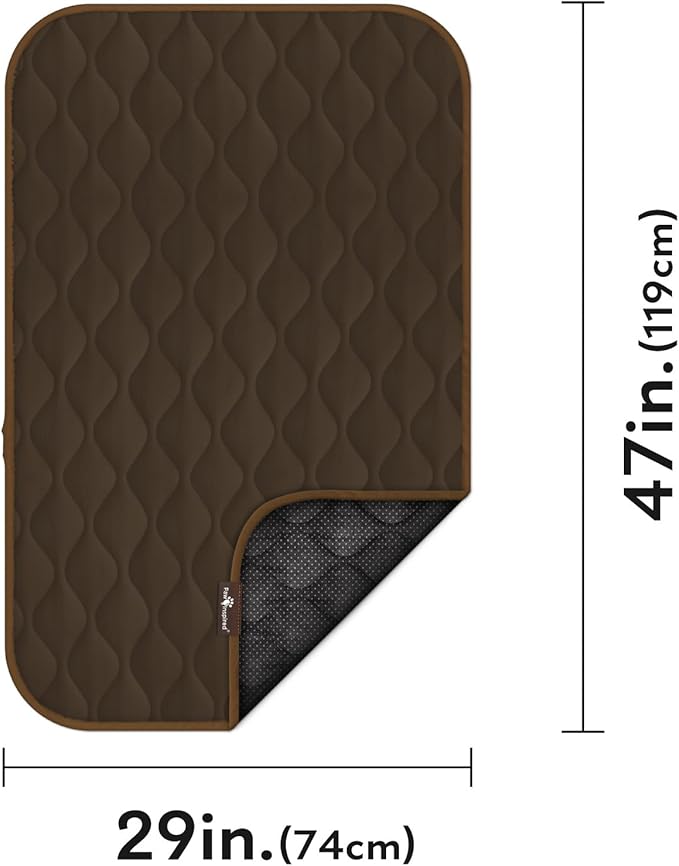 Paw Inspired Washable Padded Crate Mats for Dogs | 47” x 29” Pad, Fits 48-inch Kennels | Leakproof, Waterproof Bottom, Plush Pet Beds (Dark Brown)