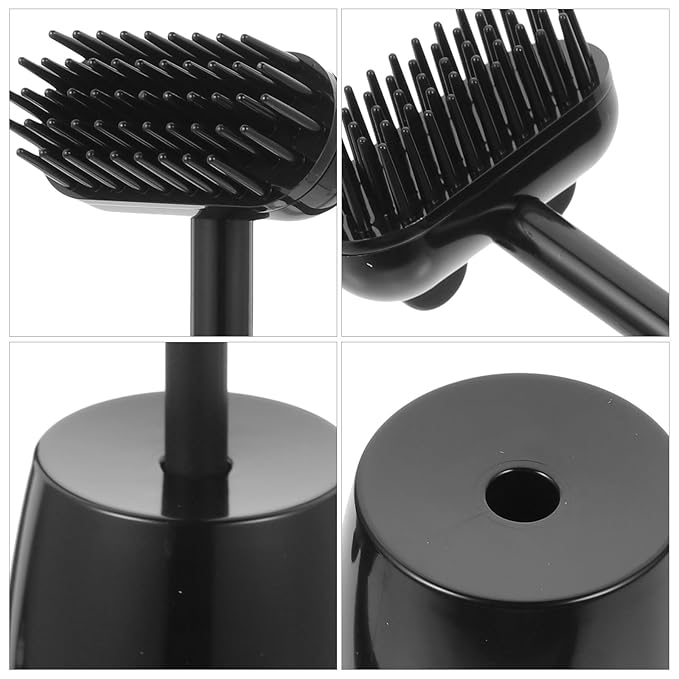 Cat Grooming Brush with Massager Function, Mini Black Pet Hair Cleaning and Shedding Tool for Indoor Cats and Kittens, 1pcs Hair Removal Accessory
