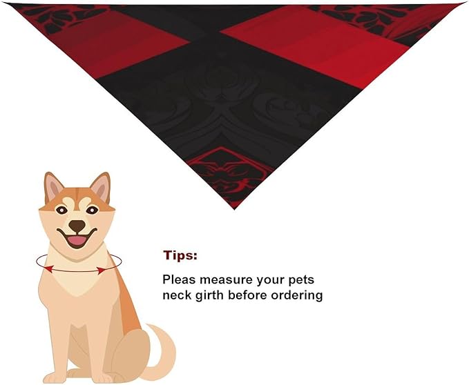 Dog Bandana Spring Pet Scarf Adjustable Triangle Red Black Printing Dog Bib Washable Polyester Puppy Bandana for Small Medium Large Dogs Cat Birthday Party Supplies