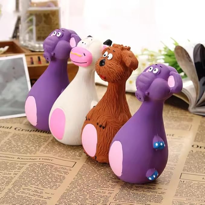 4pcs Cute Latex Dog Chew Toys with Sound, Interactive Biting Toys for Dental Health, Puppy Teething Pet Supplies Multicolor