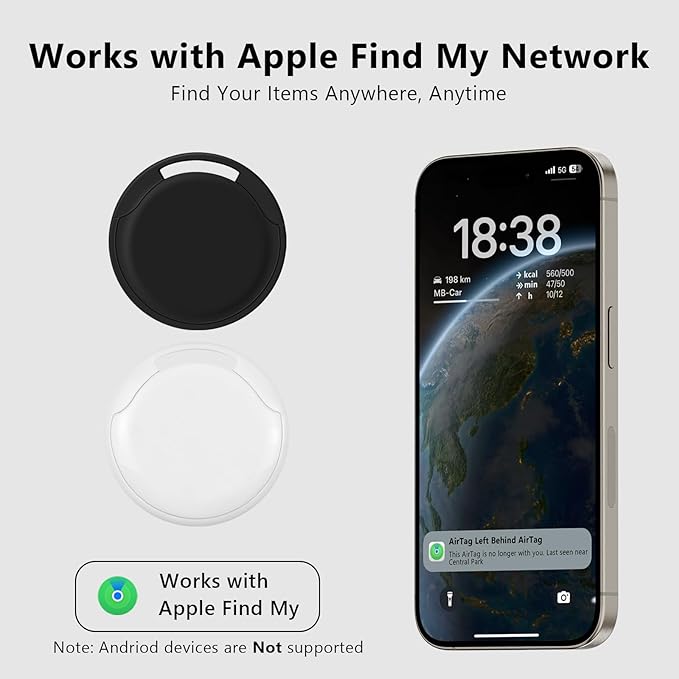 Air Tracker Tag, Smart Bluetooth Tracker Tag, Works with Apple Find My APP (iOS Only), Keys Finder and Item Locator for Luggage, Backpack, Suitcase, Pets and more, Waterproof Tracking Tag, White
