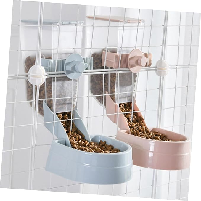 2l Hanging Automatic Pet Feeder with Food Dispenser, Sturdy Dog and Puppy Feeding Bowl for Cage and Crate Use, Blue Pattern Design for Indoor Pet Supplies