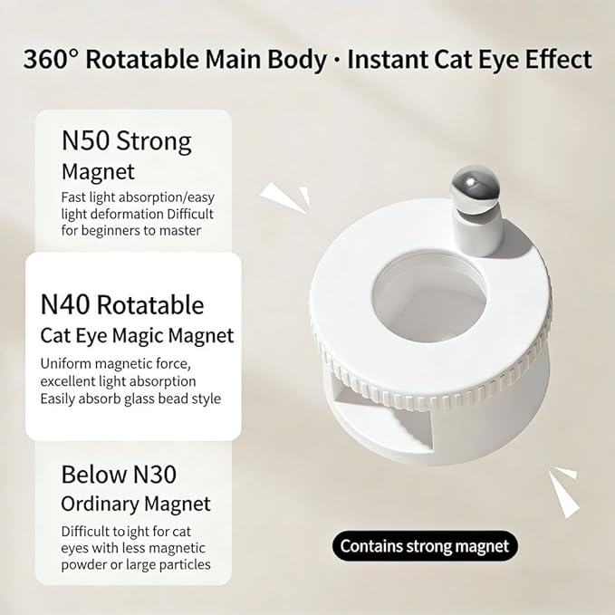 Rotating Cat Eye Magnet, Adjustable Cylinder Stand, Beginner Friendly Nail Tool with Uniform Magnetic Force and Excellent Light Absorption, Can Easily DIY Glossy Cat Eye Effect (#b)