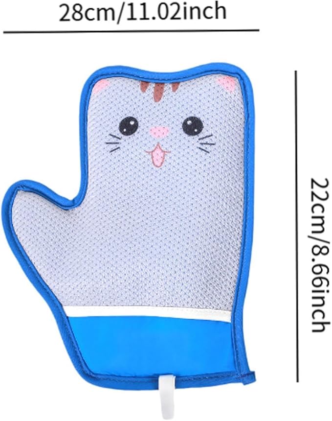 Cat Grooming Glove Brush Pet Hair Remover Mitt,Reusable,Hook Design,Portable Massage Detangling Shedding for Rabbits Clothes, Cat Pattern