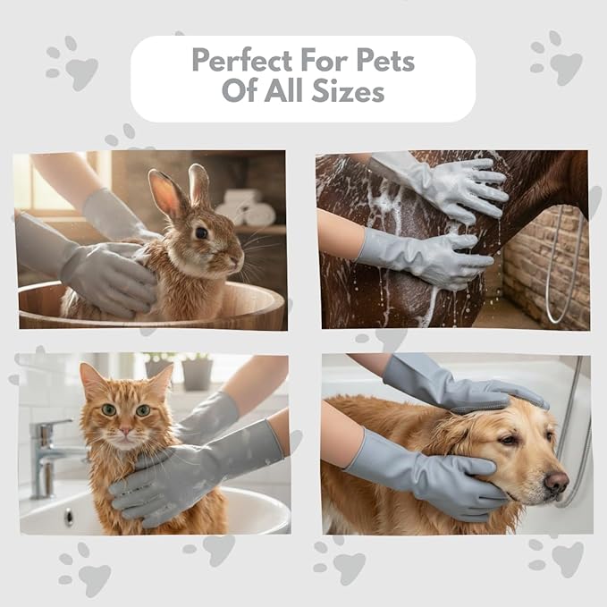 Silicone Pet Grooming Gloves for Dogs & Cats – Deshedding & Bathing Mitt – Gentle, Reusable, Easy to Clean