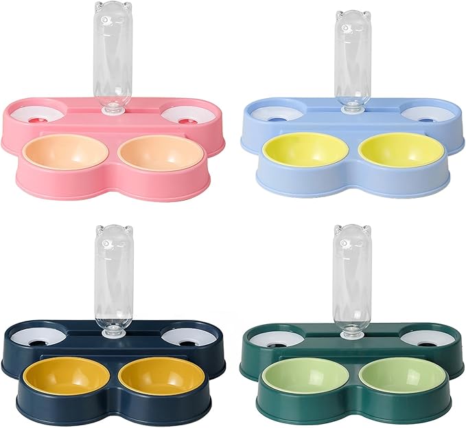 4 in 1 Dogs Feeders Automatic Cats Food Water Bowl Waterer Double Large Capacity Double Bowl Pet Supplies Pet Water and Dispenser