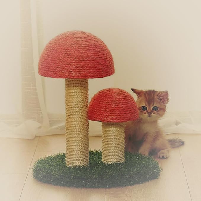 Cabilock Wooden Cat Scratch Post with Wear-Resistant Rope, 7cm Diameter X 35cm Length, Indoor Reusable Kitten Scratcher for Cat Climbing and Furniture Protection