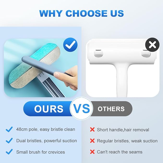4 in 1 Pet Hair Removal Tool, Multifunctional Pet Hair Remover, Long Handle Cat and Dog Hair Removal, Washable Cat Hair Remover Brush for Car, Couch, Carpet, Clothes, Window and Laundry (1 Pcs)