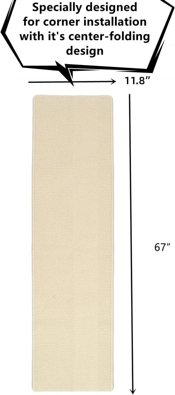 SHENGOCASE Thickened Cat Wall Corner Climbing Carpet, Cat Wall Furniture, Wall Corner Scratcher, Scratching Post (Cream-White)