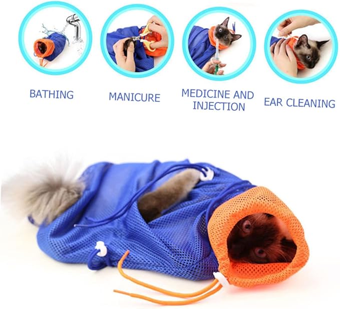 BESPORTBLE Djustable Cat Bathing Bag Scratch-Resistant Mesh Kitten Grooming Bag Pet Bathing