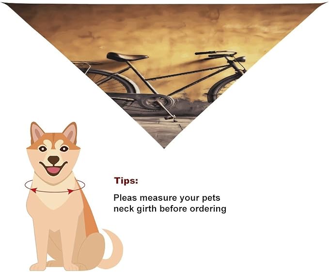 Dog Bandana Spring Pet Scarf Adjustable Triangle Old Bicycle Printing Dog Bib Washable Polyester Puppy Bandana for Small Medium Large Dogs Cat Birthday Party Supplies