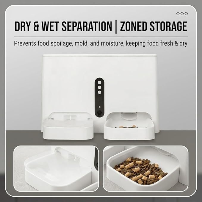 Automatic Pet Feeder and Water Dispenser, WiFi App Control 2-in-1 Smart Station, 5L Food Hopper and 5L Water Tank, Anti-Jam System with Dual Power Supply for Cats and Dogs (WiFi Version)