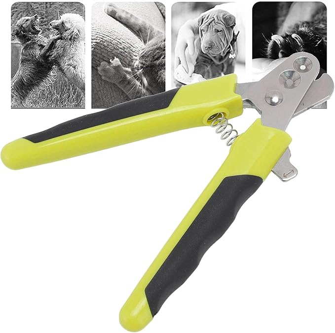 HEEPDD Pet Nail Clippers, Stainless Steel Blades with Round Holes for Easy Cutting Ergonomic Non Slip Handle for Cats Dogs Kittens Rabbits Hamsters Birds (Green Black)