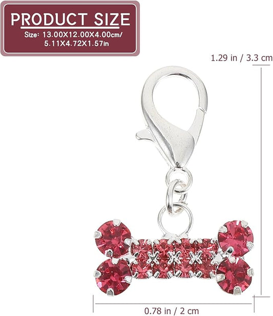 GALPADA 2pcs Rhinestone Bone Dog Collar Pendants Decorative Hanging Accessories for Pet Collars Pink and Blue Dog Cat Charm Ornaments for Pet Supplies