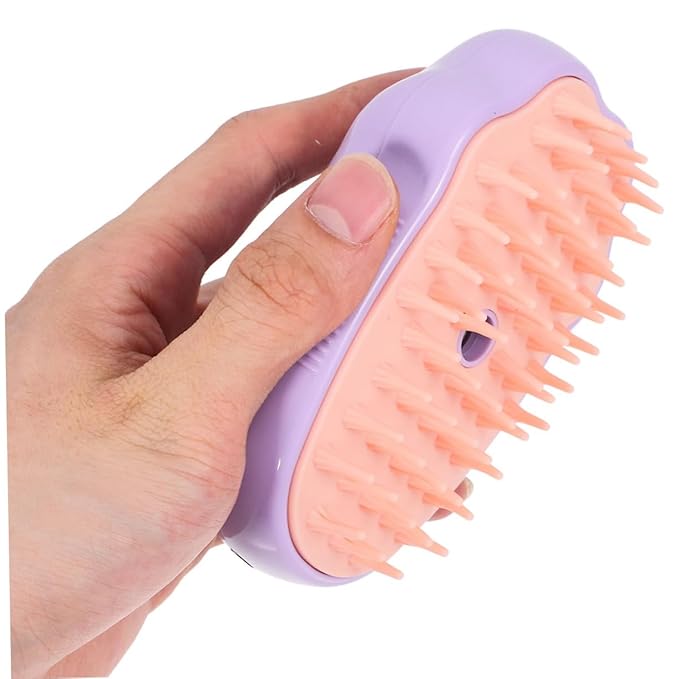 HEMOTON 2pcs Pet Steam Brush for Cats Dogs Self-cleaning Grooming Tool Massage Function Material Bath Brush for Travel Everyday Use